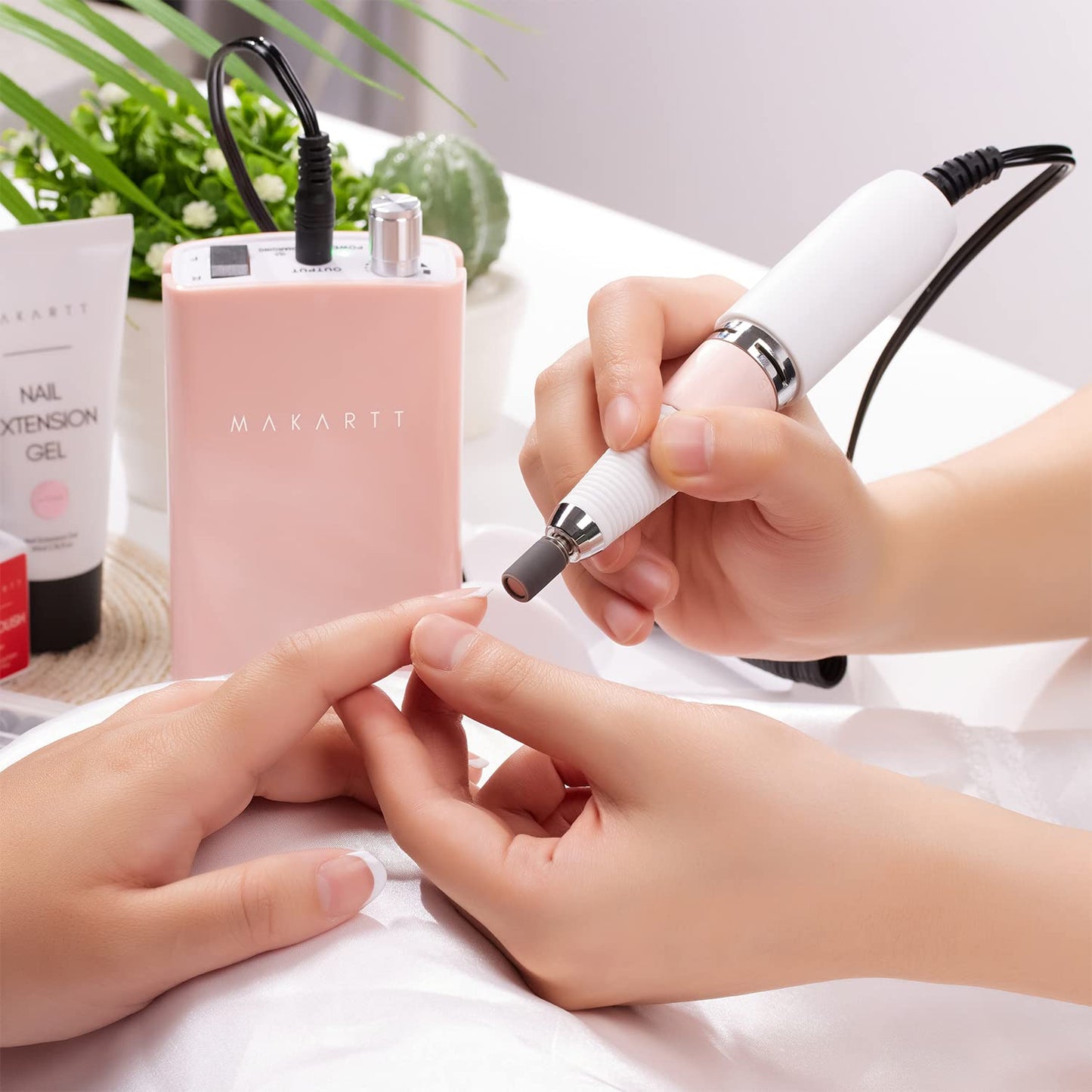 Makartt Nail Drill, Rechargeable Nail E File 30000RPM Electric Nail File, Malory Pink Portable Gel Nail Remover Machine with Nail Drill Bits & Sanding Bands for Manicure Salon Home Use
