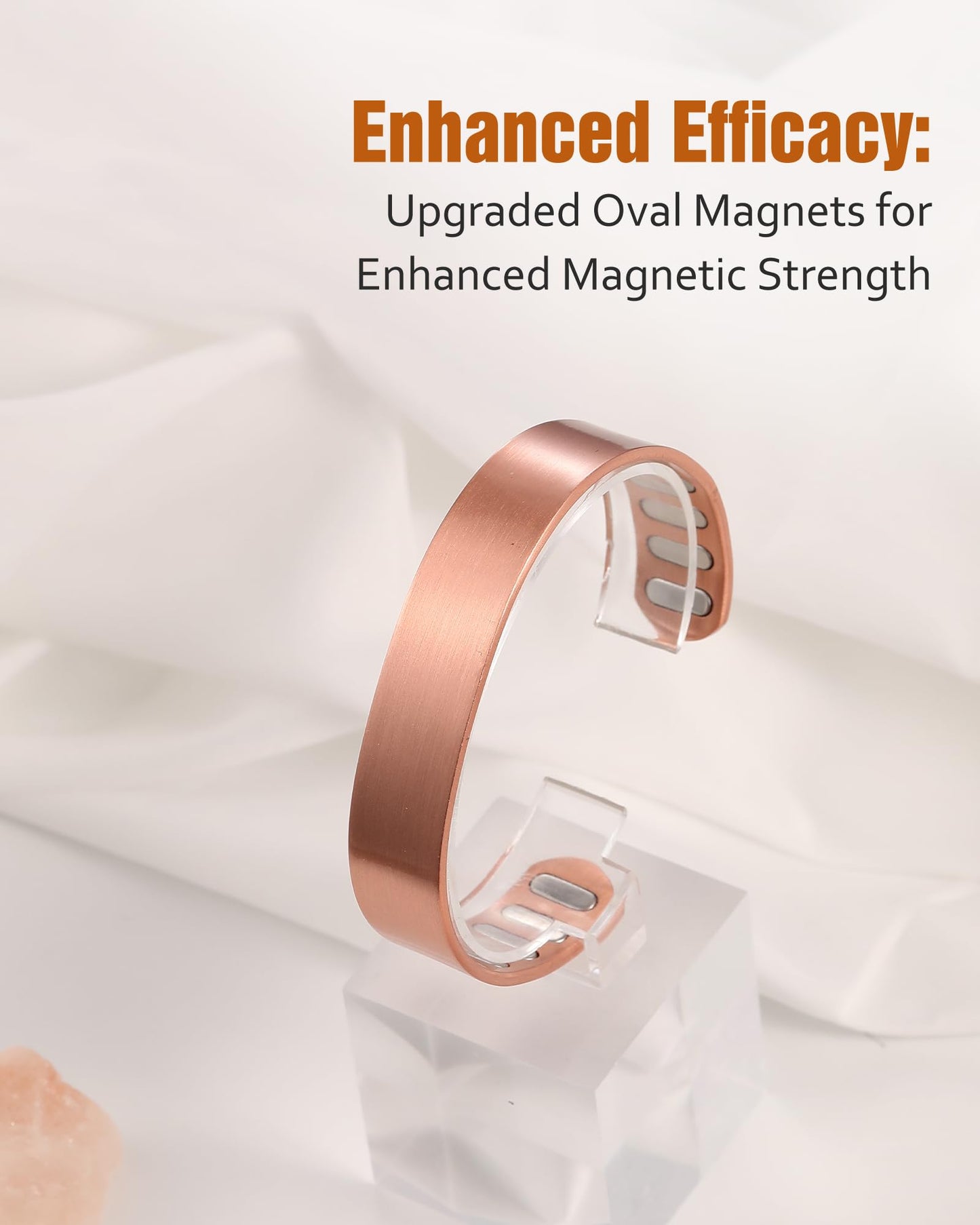 Jecanori Pure Copper Magnetic Bracelets for Men and Women–Upgraded Oval Magnets-Adjustable Cuff Bangles