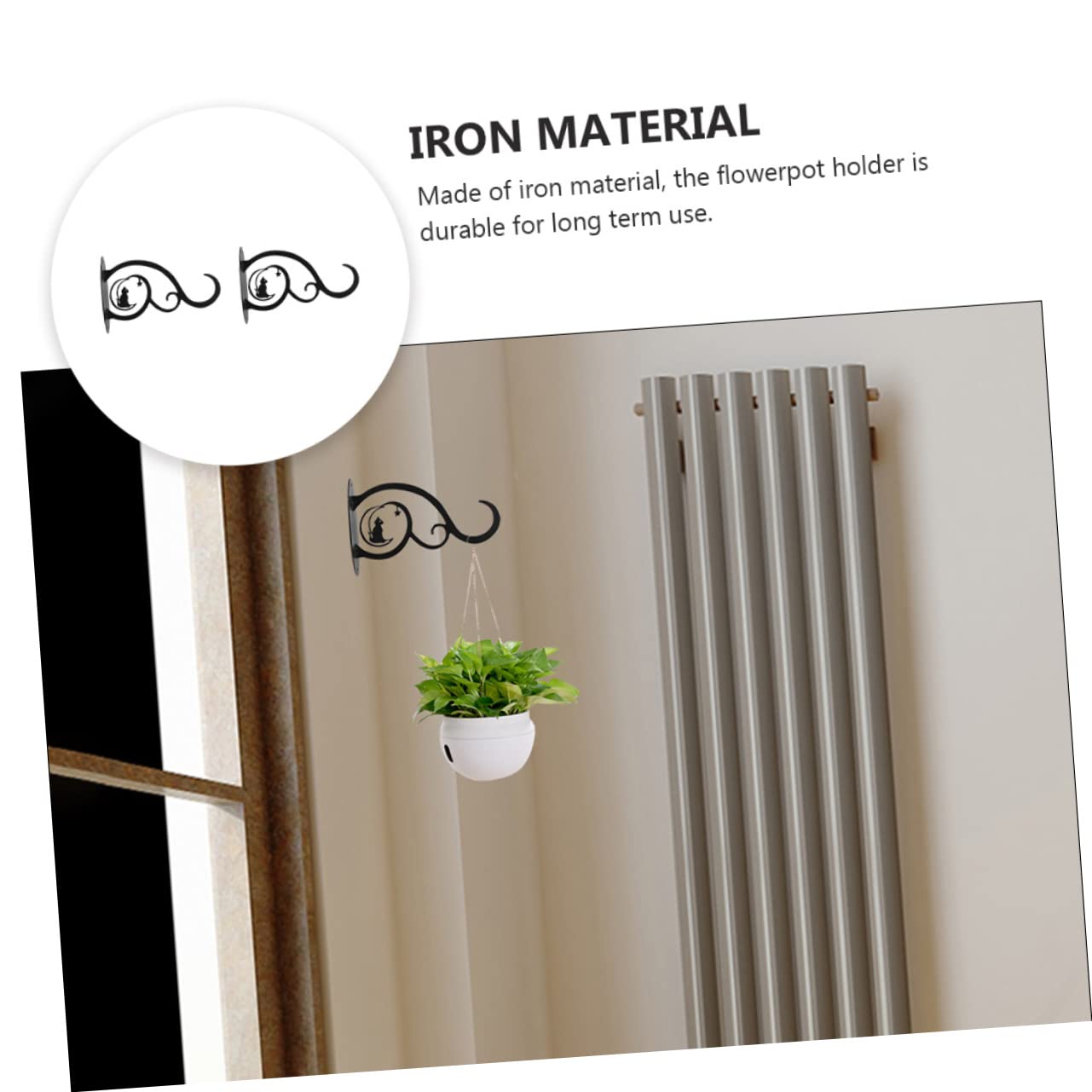 SEWOART 2pcs Wrought Iron Flower Stand Hook Wall Plant Hook Shelf Holders Planter Holder Rustic Decor Metal Balusters Plant Wall Bracket Mount Planter Fence Decor Lantern Hanging