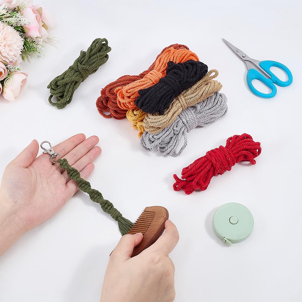 BEUNITONE 16 Sets Boho Spiral Keychain Making Kit Macrame Cord Keychains Craft Kits for Adults with Tassel, DIY Macrame Keychain Charms with Instructions Supplies for Handbags, Backpacks