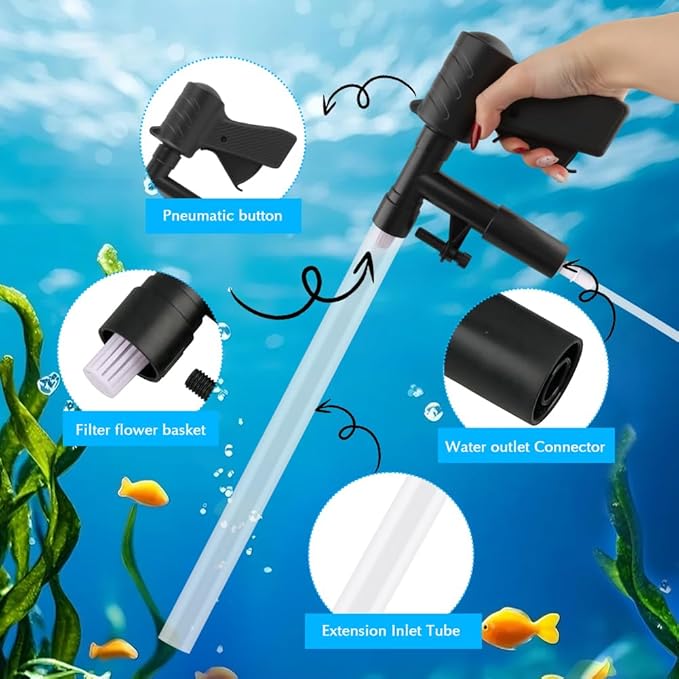 Aquarium Gravel Cleaner, Manual Press Fish Tank Siphon Water Changer Kit