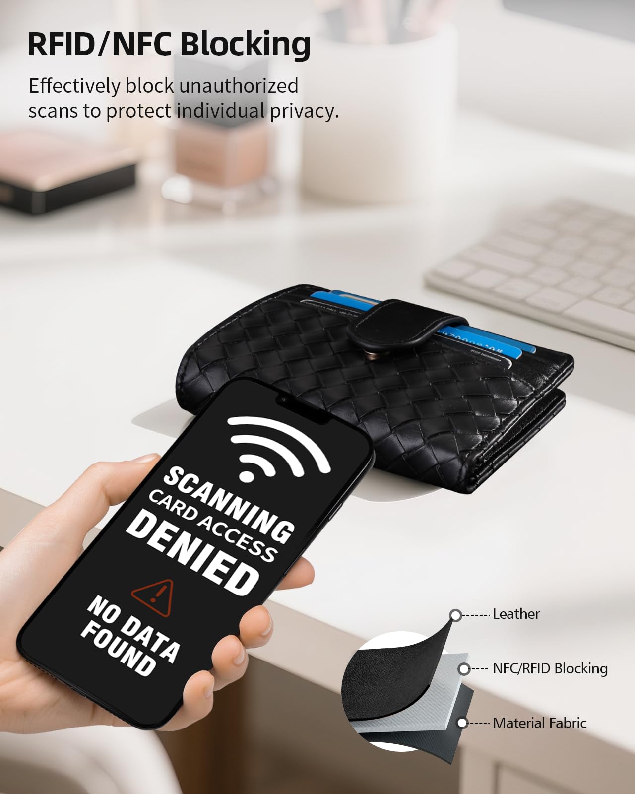 Smart Women Wallet with Find My, Wallet Tracker, RFID Blocking Bifold Credit Card Holder, Left-Behind Alerts, Play Sound, Anti-Loss, Wireless Rechargeable, Works with iPhone, iPad, Mac, Black