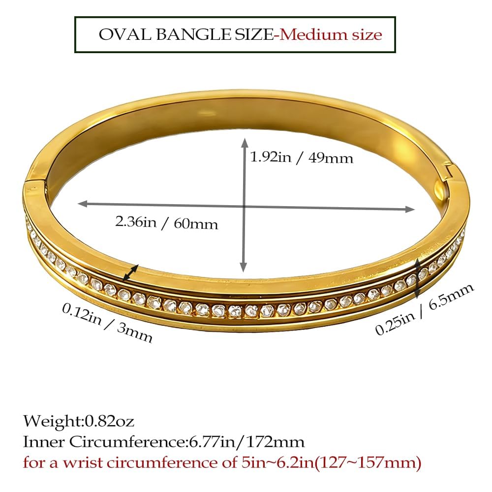 BRIGFUTU 18K Gold Plated Bangles for Women, Dainty Stainless Steel Hinged Bangle Bracelets Set of 2, Waterproof Minimalist Cubic Zirconia Stackable Jewelry Gift for Her