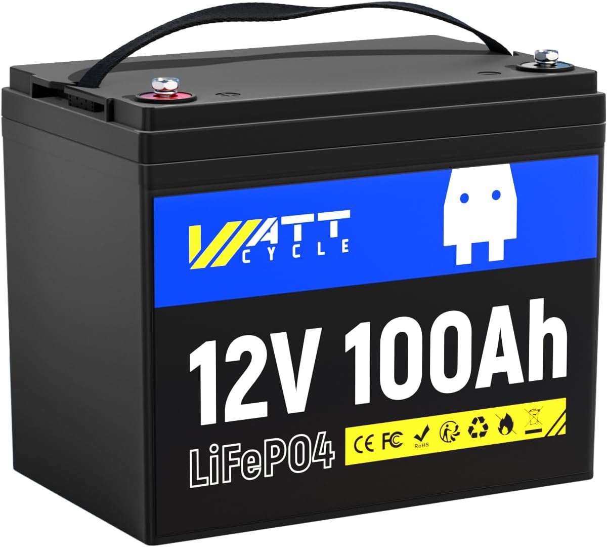 12V 100Ah LiFePO4 Lithium Battery - BCI Group 24, 15000 Cycles, Built-in 100A BMS, Low-Temperature Protection - Ideal for RVs, Golf Cart, Home Energy Storage, Boats and Marine Applications