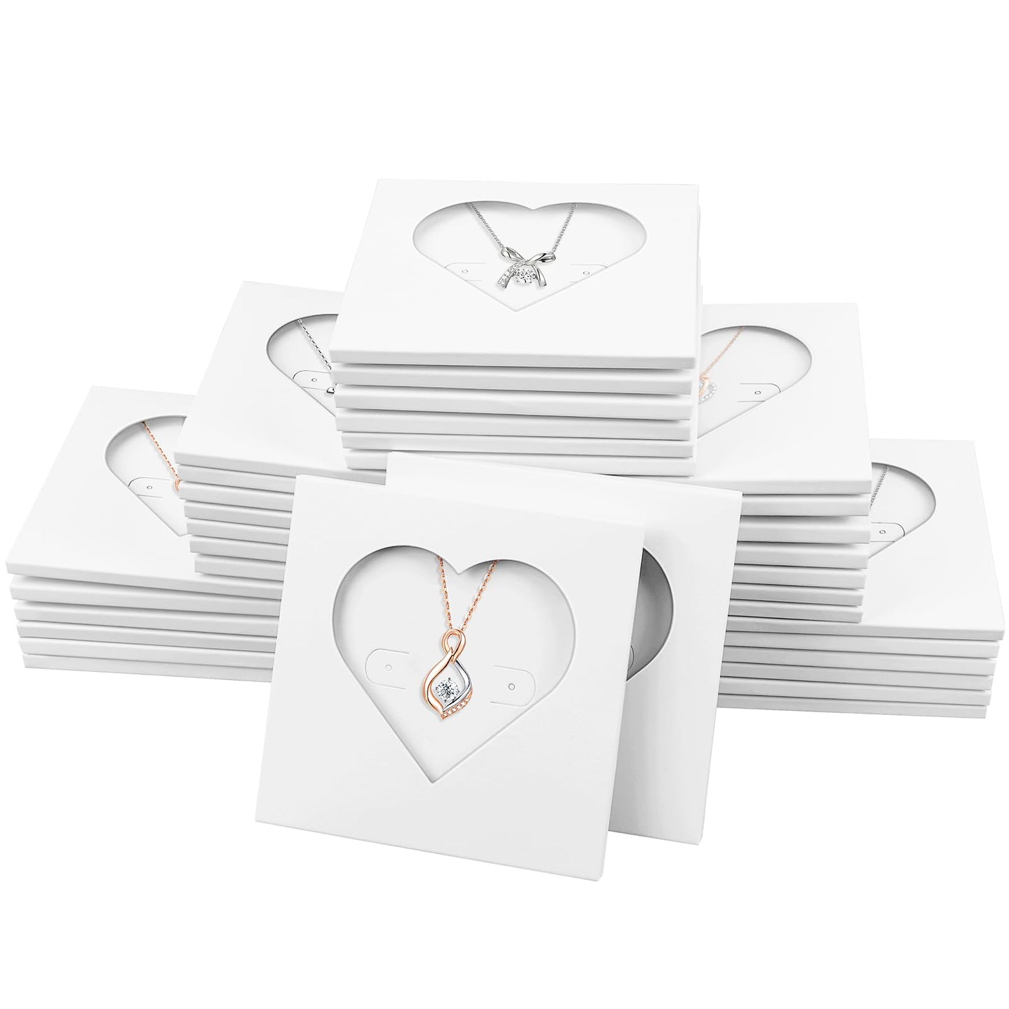 batifine Jewelry Box, Earring Holder Display Cards for Selling, Necklace Bracelet Jewelry Gift Box (50Pack Heart)