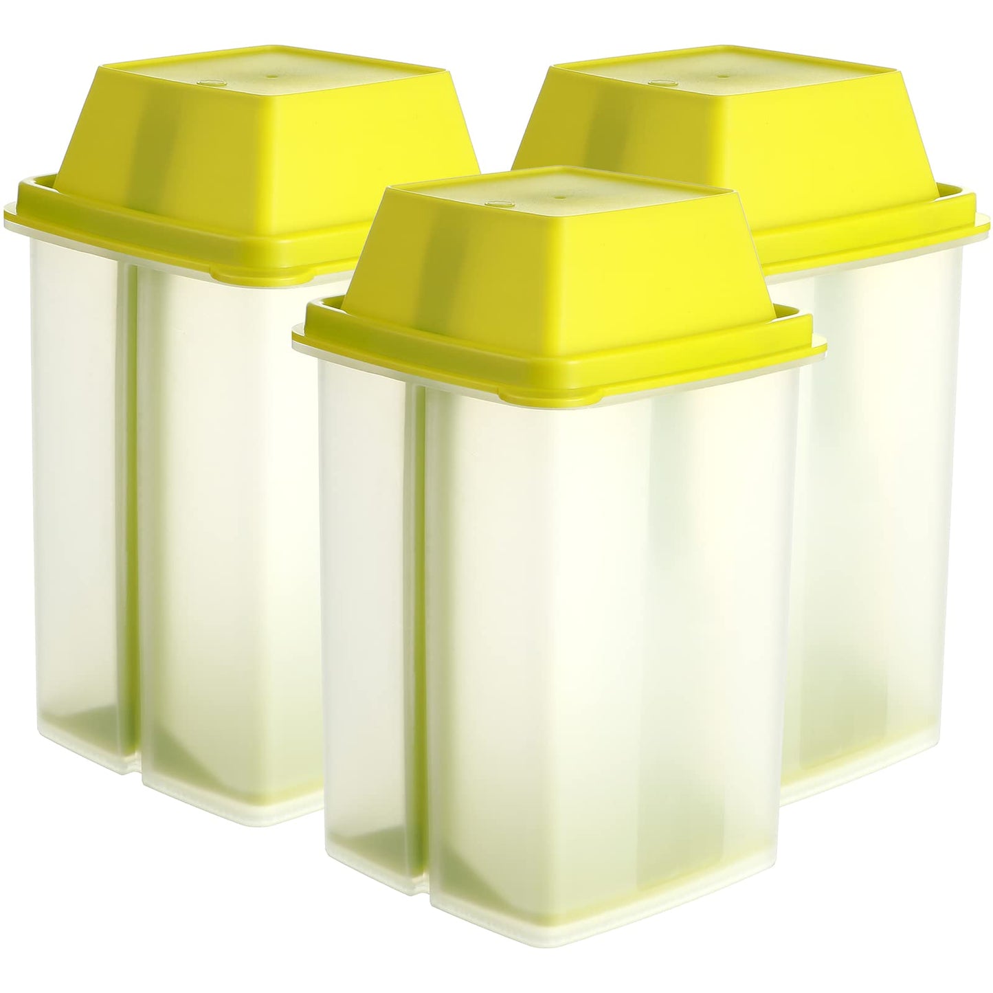 CHENGU 3 Pieces Jalapeno Pickle Containers with Strainers Square Dispensers Free Storage of Condiment Food Pickle Holder with Easy to Open Lid Design for Pickled Kitchen Tools (Yellow)