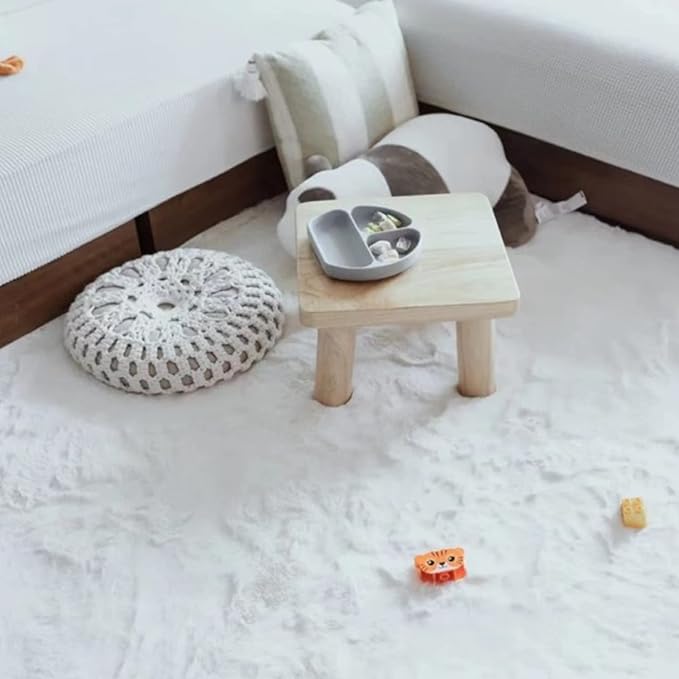 Ghouse Ultra Soft Faux Rabbit Fur Rug, Machine Washable Area Rugs for Bedroom Fluffy Rugs for Living Room, No-Shedding Carpet Sheepskin Runner Rugs White 2 x 8 Feet