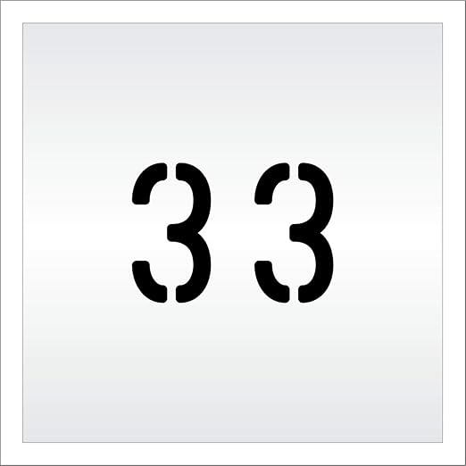 Pavement, Curb, and WheelStop Stencils - 4 inch Double Number Stencil - (33) - 4" x 5.5" x 1/16" (63 mil) - Light-Duty