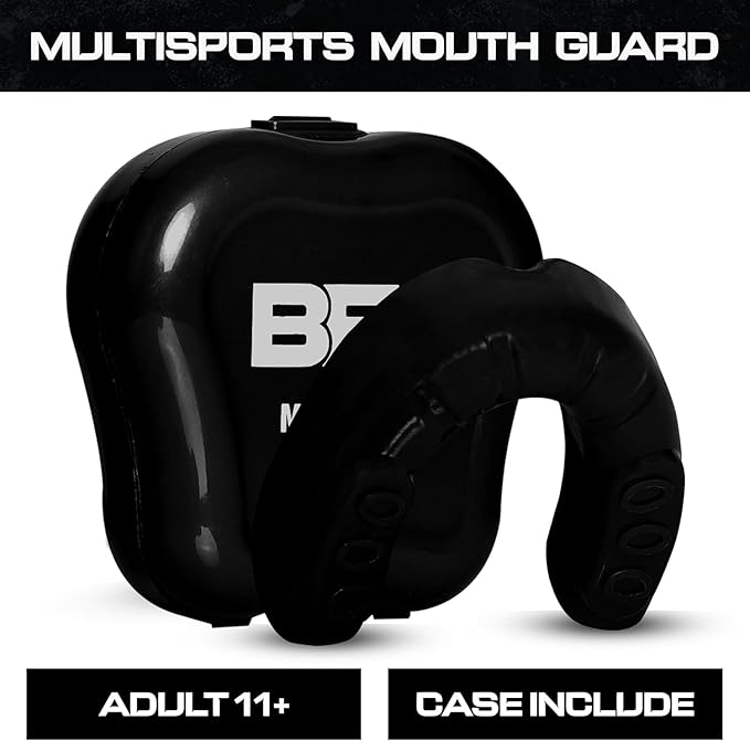 Sports Mouth Guard for Kids,Youth,Boys,Girls,Child Teen Mouthguard with Case (BPA Free) for Boxing, Martial Arts,MMA Karate,Lacrosse,Football,Soccer and All Contact Sports (Black)