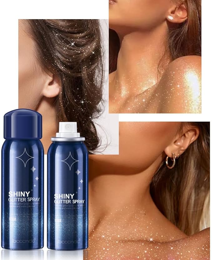 Body Glitter Spray, Perfect Body Glitter for Music Festival Stage Makeup and Festival Rave Highlighter Makeup. (2 Pcs)