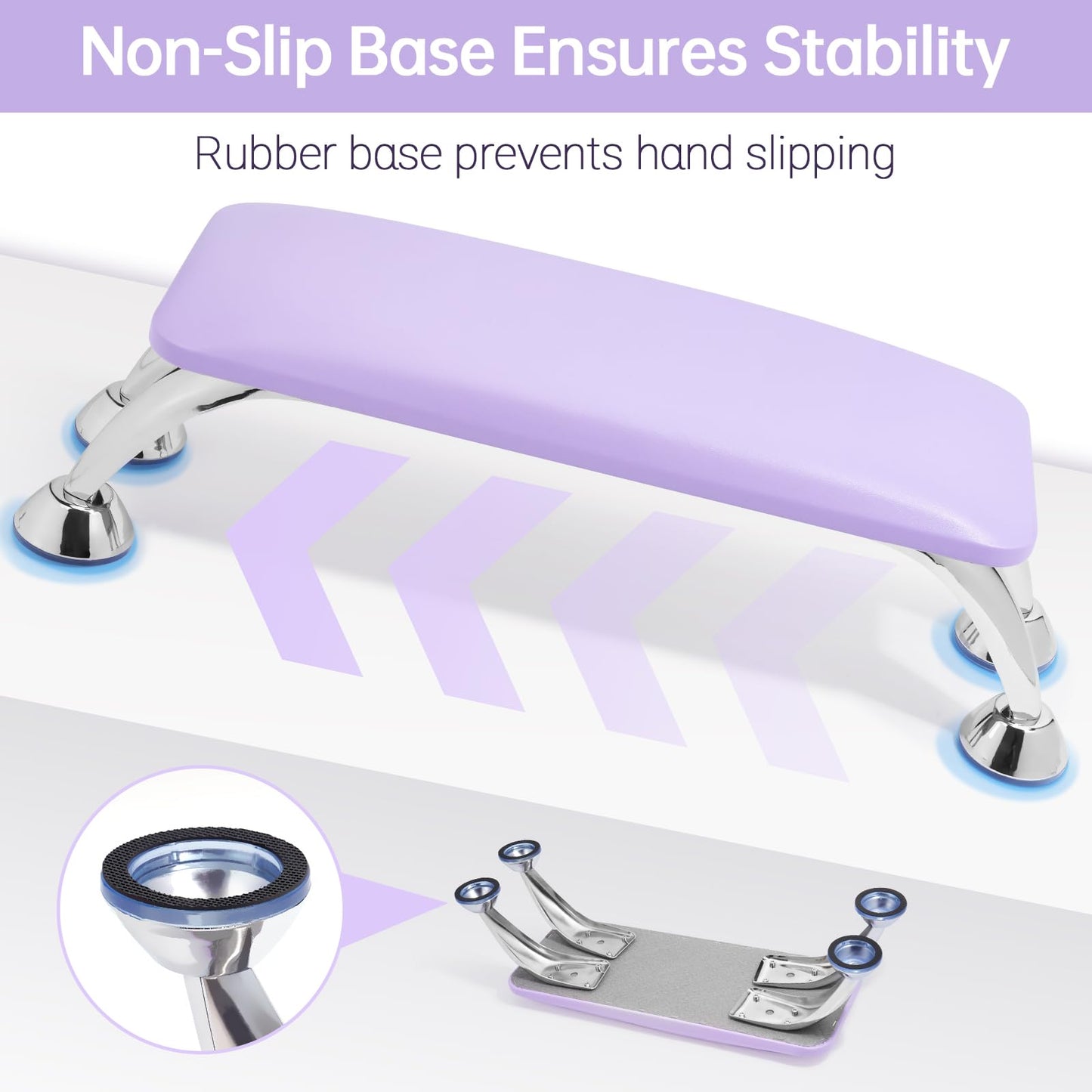 Big Arm Rest for Nails Cushion, Microfiber Leather Hand Rest for Nails Tech, Hand Rest Pillow for Nails Toenails, Detachable Nail Art Accessories Tool for Nails Tech (Purple)