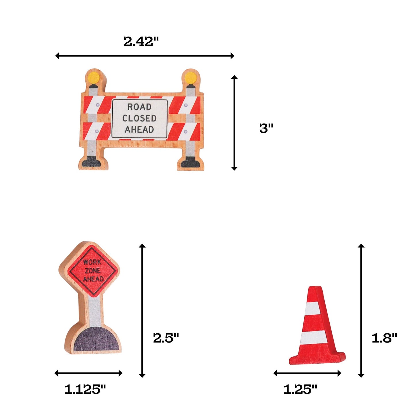 16 Pc Wooden Construction Signs and Traffic Cones - Construction Site Road Signs -Community Helpers Educational Preschool Street Track Accessories