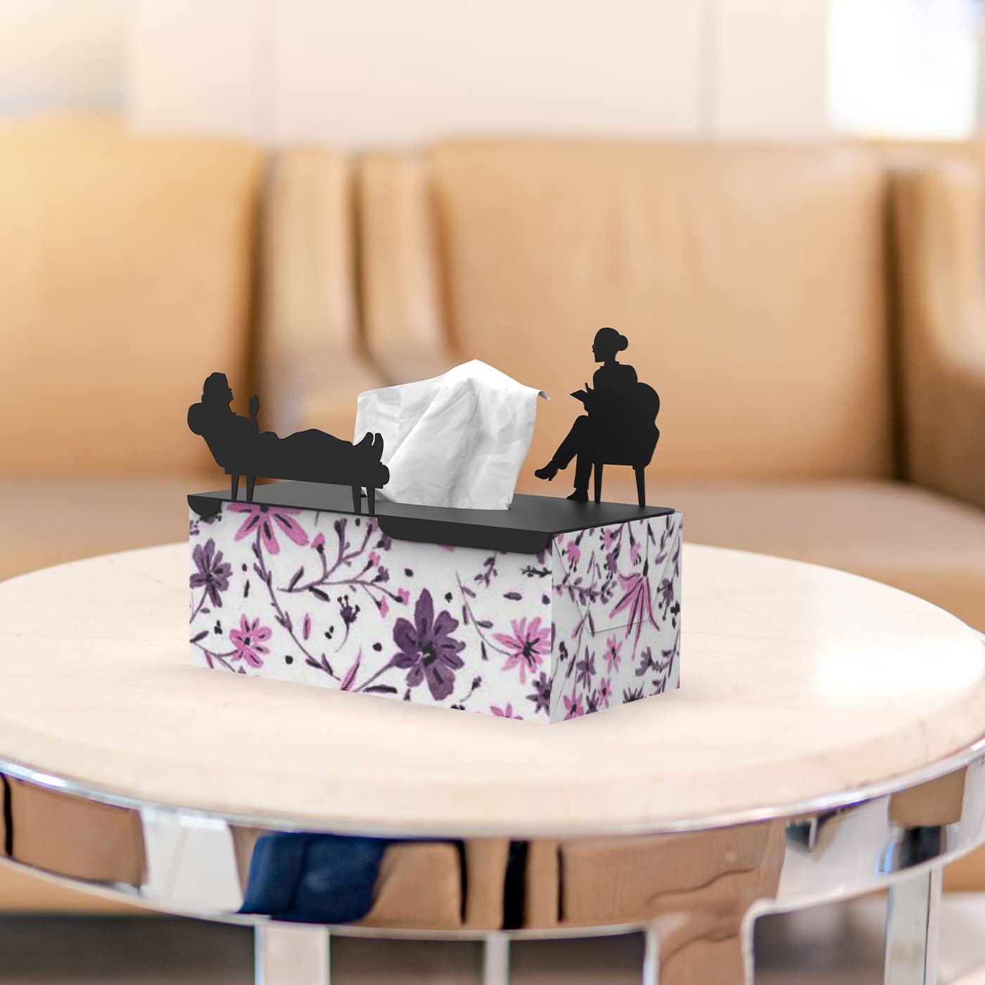 Artori Design Tissue Box Cover Rectangular in Her Treatment - Psychologist Gifts, Thank You Gifts for Women Therapist Office Decor, Private Practice Flat Box Tissue Holder for Office Decoration