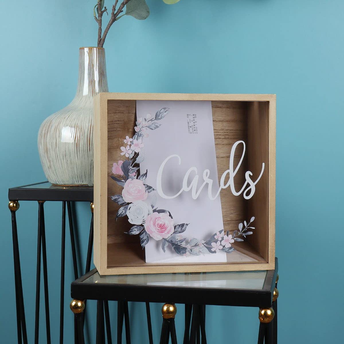 Hanna Roberts Wooden Card Box for Reception, Money Gift Card Box, Card Storage Box for Wedding Decorations and Party Gifts