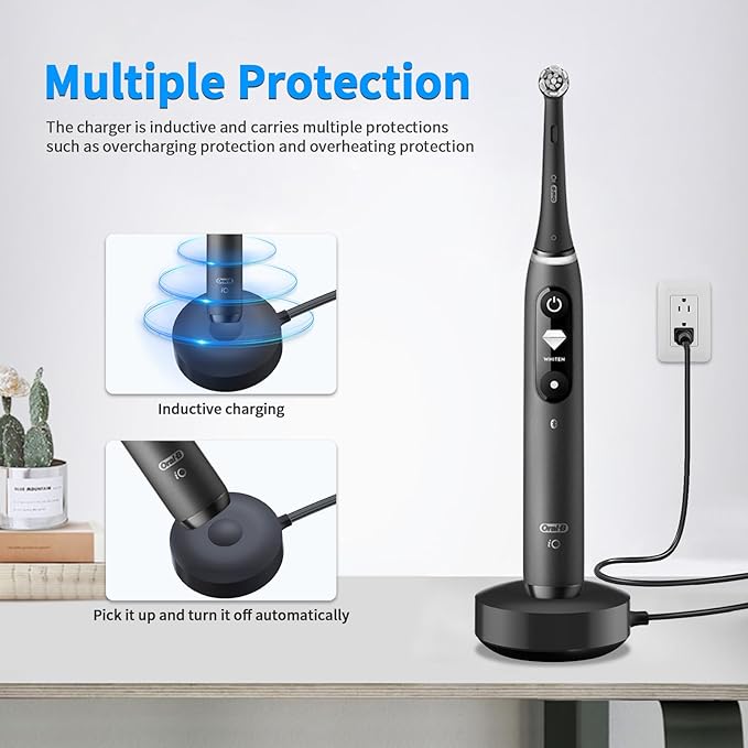 Charger for Oral B iO iO7 iO8 iO9 Electric Toothbrush, Model 3768 Magnetic Replacement Charger for Oral-B iO Electric Toothbrushs,Black（Incompatible IO4/5/6