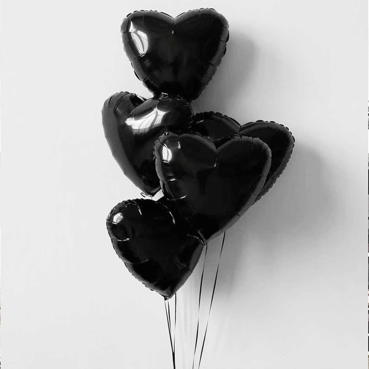 Black Heart Balloons, 18 Inch Black Helium Heart Balloons, 12Pcs Large Black Heart Shape Mylar Balloons, Black Foil Heart Balloons for Boys Men Birthday Graduation Engagement Valentines