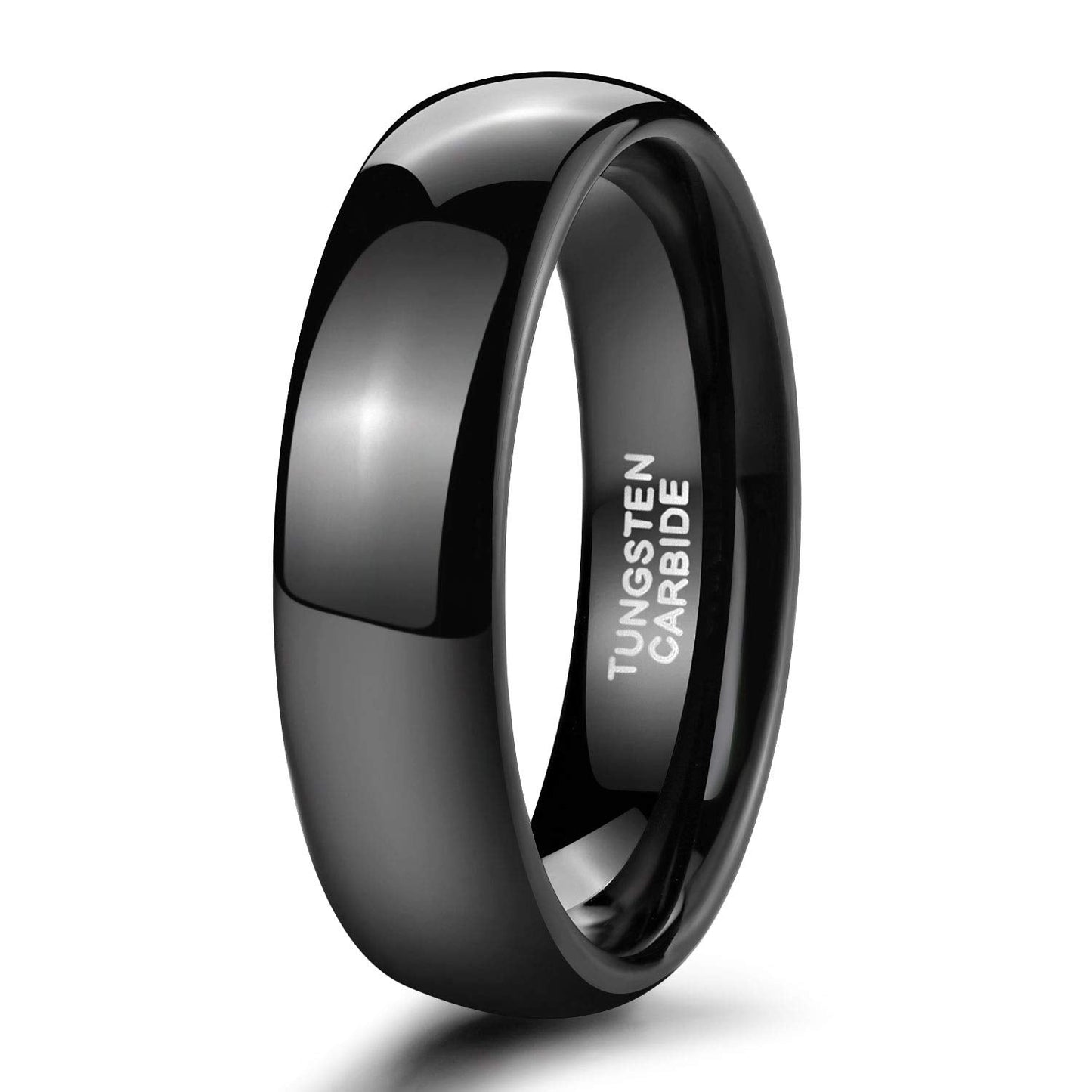 TRUMIUM 6mm Black Tungsten Ring for Men Women High Polished Comfort Fit Wedding Band Size 7