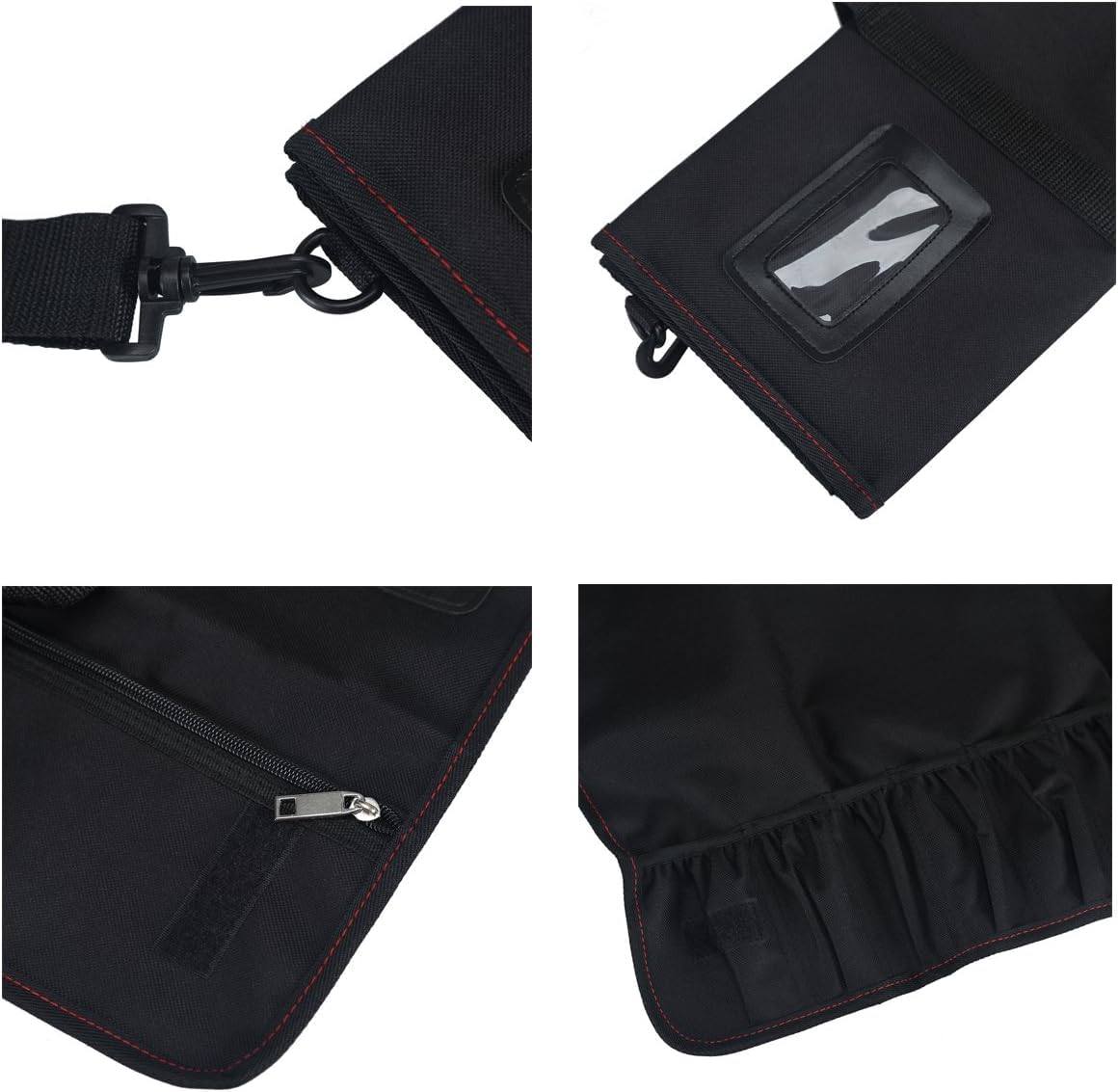 Tosnail Chef Knife Case Roll Bag with 21 Slots & 1 Large Zipper Pocket, Easy Carry Handle and Shoulder Strap - Black