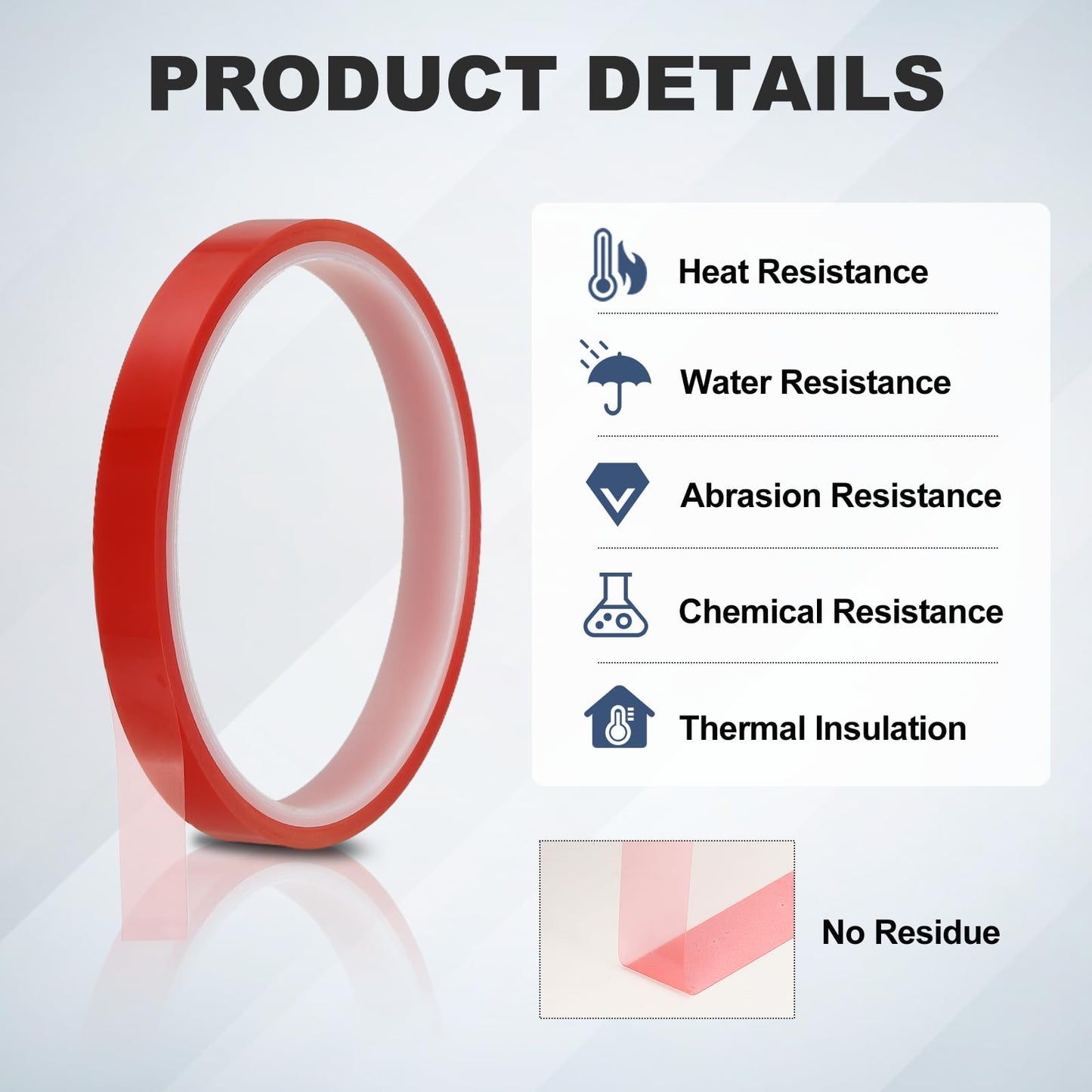 uxcell 10 Rolls Heat Tape, 10mm x 16m(52FT) No Residue High-Temperature Resistant Tape Heat Transfer Tape for Sublimation Electronics 3D Printing Soldering, Red