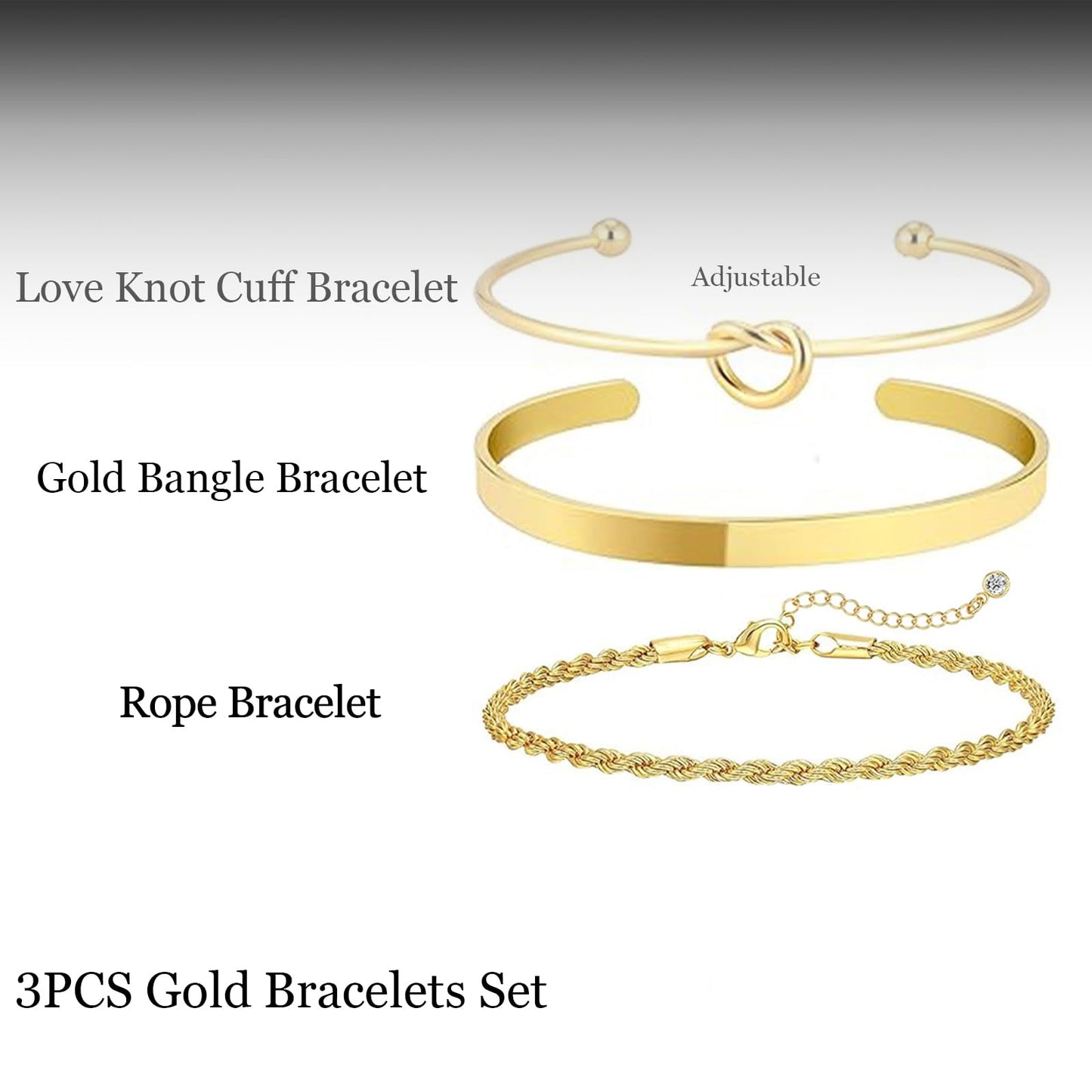 HERIER Gold Bangle Bracelets Stack for Women Trendy 14K Gold Plated Rope Link Chain Bracelets Set Jewelry for Women Non Tarnish
