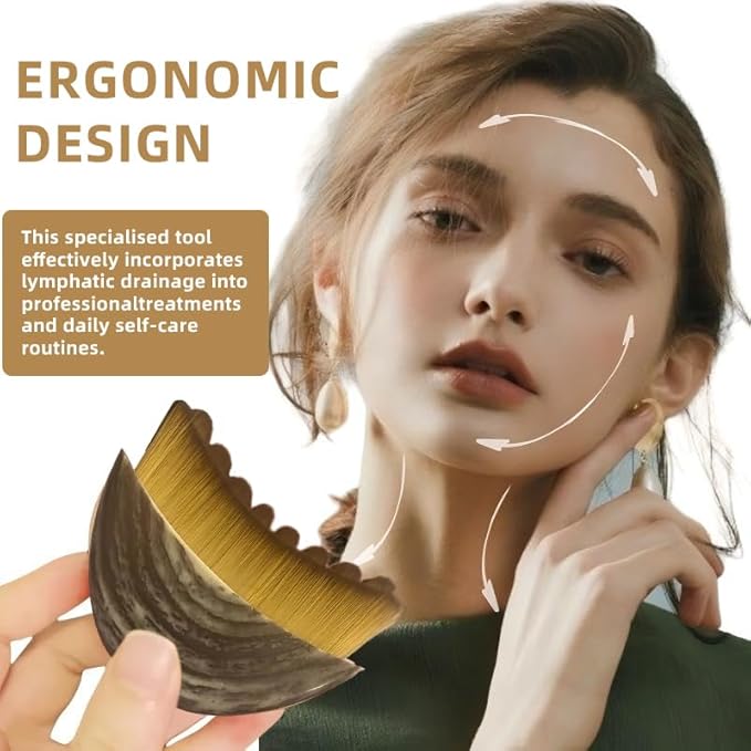 Lymphatic Contour Face Brush,Contour Face Brush for Lymphatic Drainage,Dry Lymphatic Drainage Massager,Ergonomically Designed to Fit The Skin Precisely