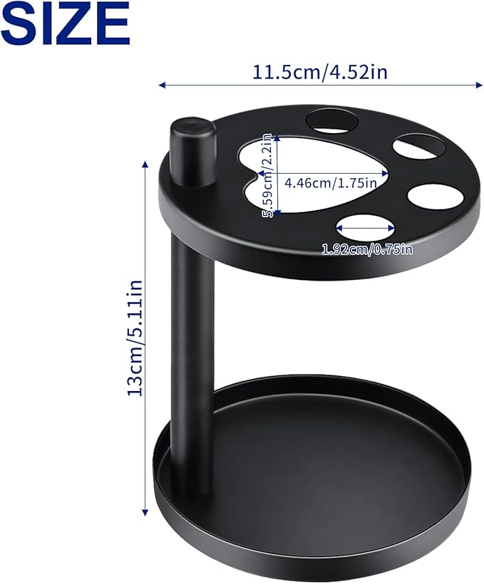 Metal Toothbrush Holder Stand for Bathroom, 5 Ventilated Slots Hold Manual Toothbrushes, Razor, Toothpaste, Bathroom Toothpaste Holder Stand Countertop Organizer, Cute Paw Pad Design, Black