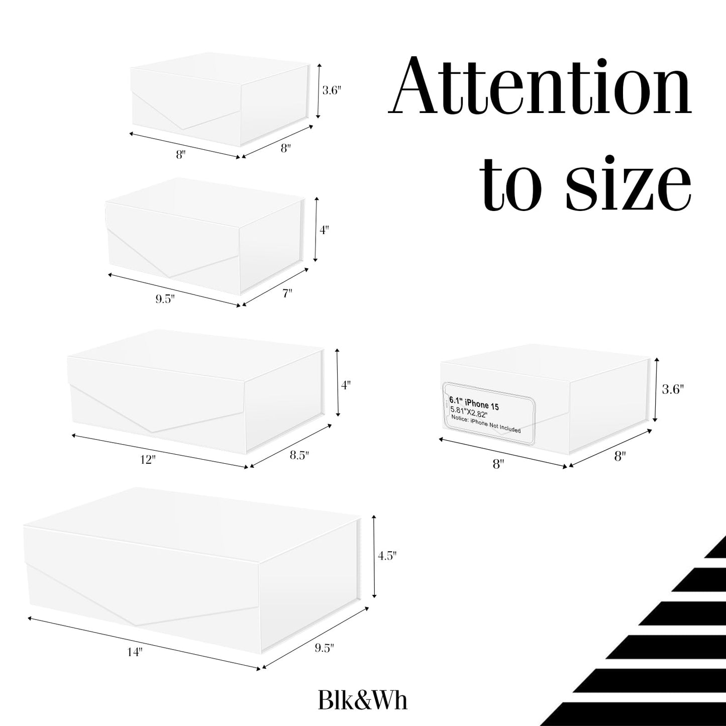BLK&WH Magnetic Gift Boxes with Lids, Set of 4 White Presents Boxes Assorted Sizes for Birthday, Wedding, Valentines, Christmas, Party, Baby Showers (Matte White)