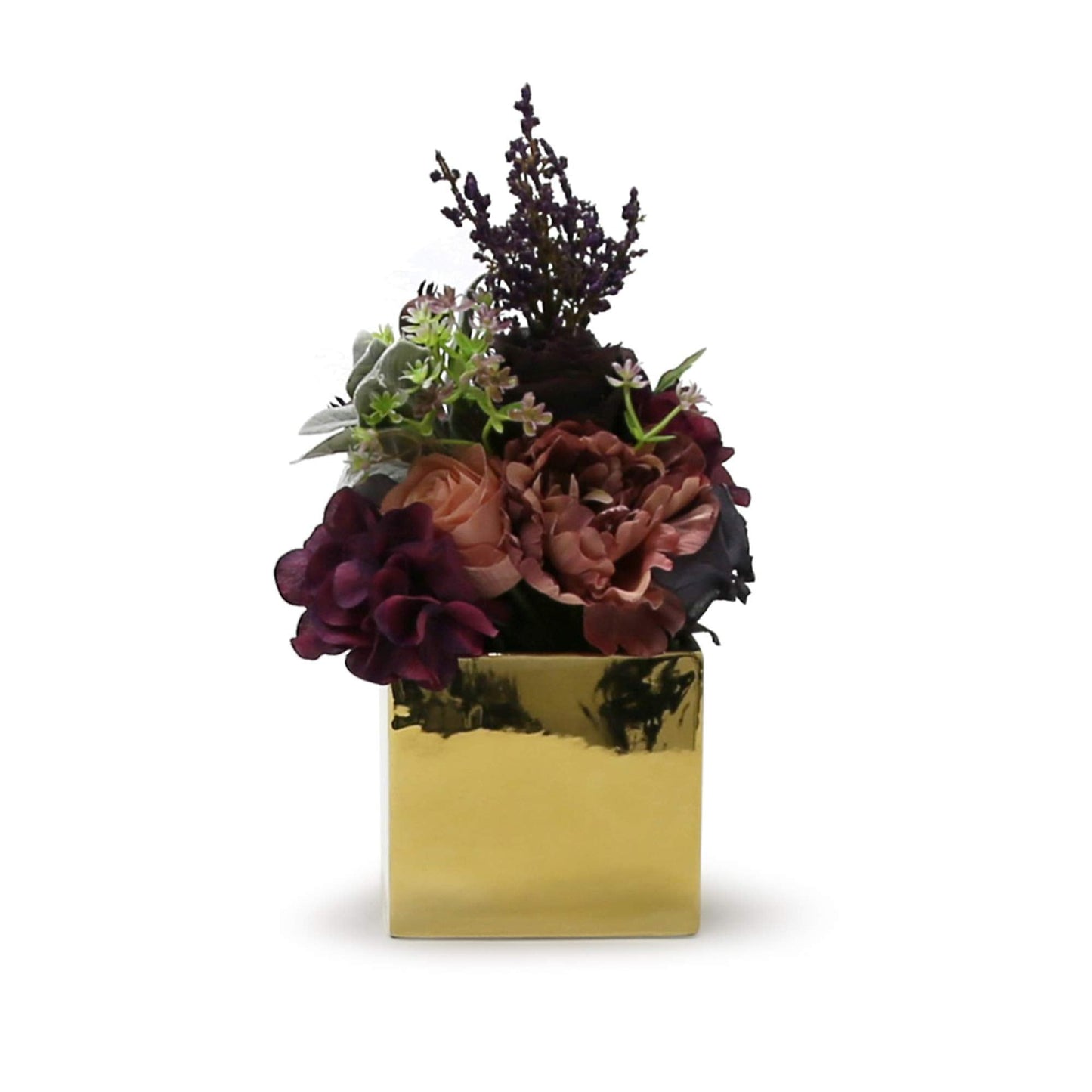 WGV Ceramic Cube Vase Bulk Width 5.5" Height 5" (Fits 5" Pot) Elegant Modern Block Square Floral Planter Terrarium Container Table Dresser for Event Accent Home Office Decor Gold 6 Pieces
