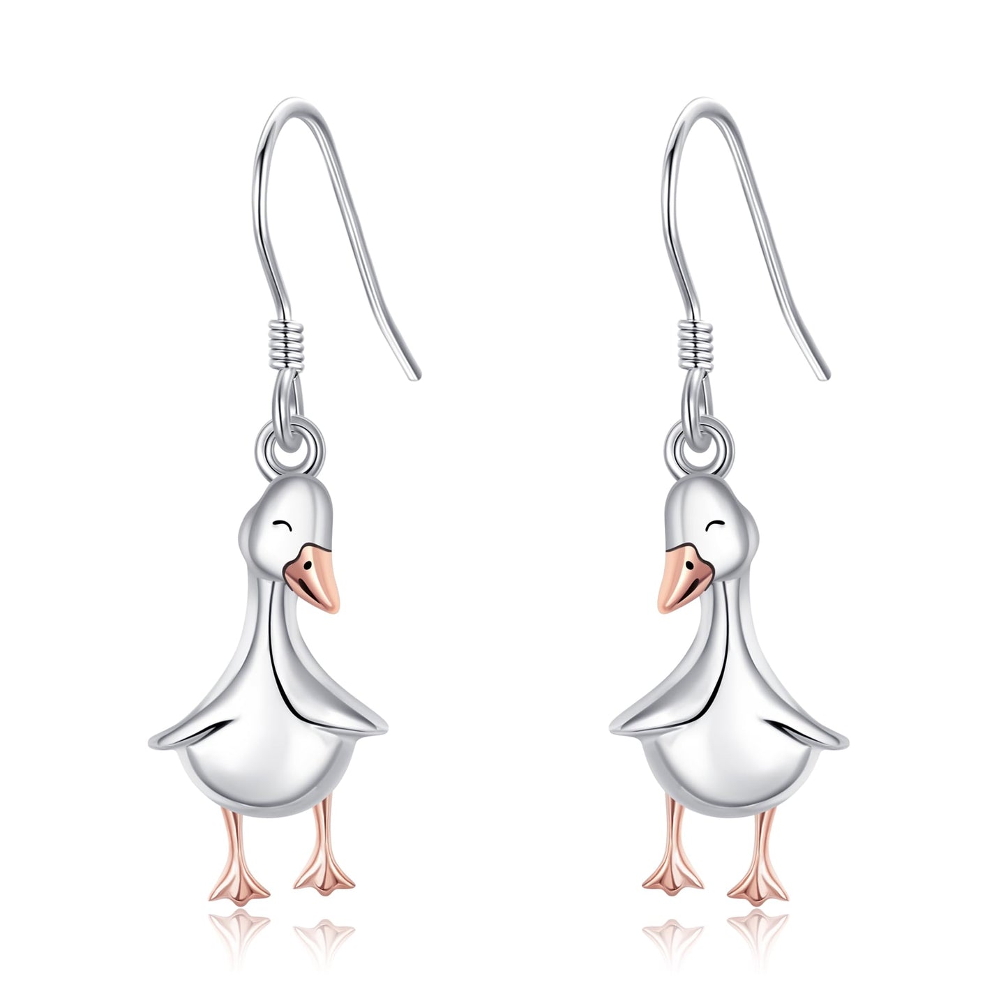 Duck Earrings S925 Sterling Silver Duck Dangle Earrings Duck Jewelry Gifts for Duck Lovers for Women