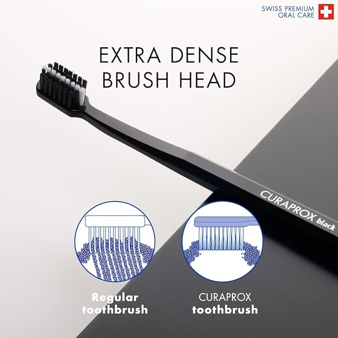 Curaprox Toothbrush Duo – for Adults | Stylish Black & White Ultra-Soft toothbrushes | Whitening-Friendly | Black/White | 2-Pack