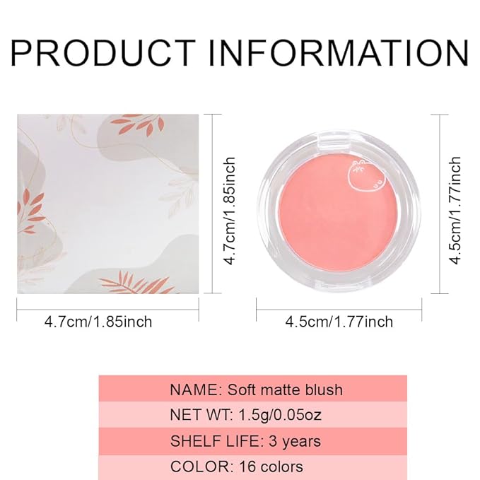 Matte Powder Blush for Cheeks – Long Lasting Natural Face Blusher Makeup, Lightweight Blendable Cheek Color for Women, Vegan & Cruelty-Free – #03 Peach Pink