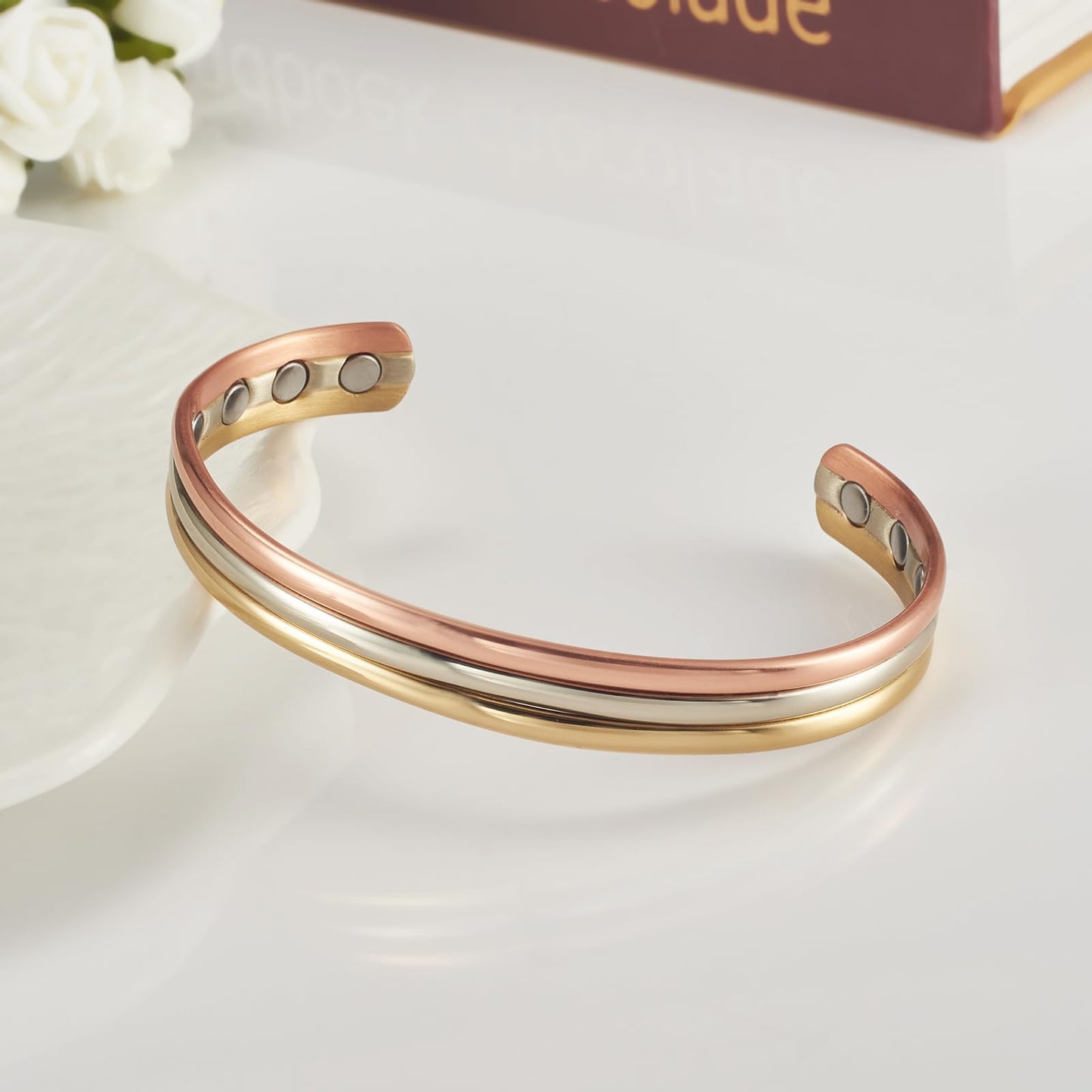 EnerCoppeX Copper Magnetic Bracelet for Women, Pure Copper Bracelet with 3500 Gauss Healing Magnets