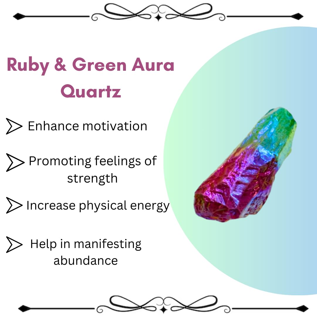 Crystals, Rocks, Jade, Crystals and Healing Stones, Witchcraft Supplies, Healing Crystals, Stones, Healing Stones, Rock Collection, Agate, Raw Stones (Ruby-Green Aura Quartz, 2 Pcs)