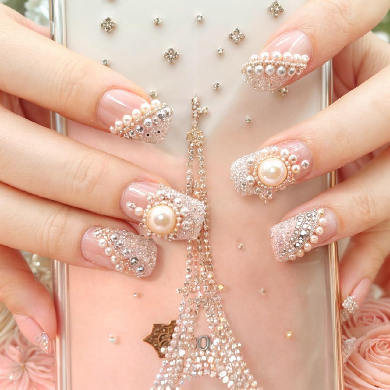 500Pcs Hotfix Flat Back Pearls Rhinestones, 6mm Ivory Half Round Pearl, Iron On Flatback Strass Stones for Home DIY Embellishment Shoes, Professional Nail Art, Face Makeup and Craft Y3700