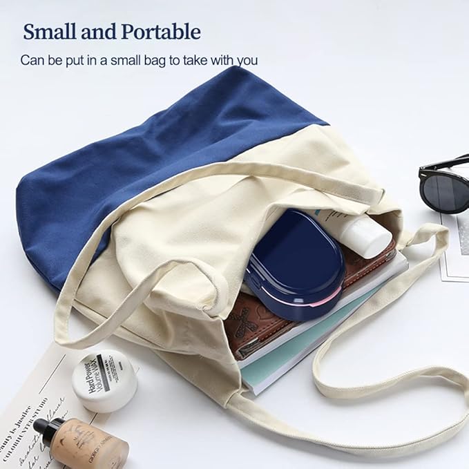 Dentures Case, Denture Bath Case Cup Box Double Layer Dry and Wet Separation Portable False Teeth Container, Denture Cup with Lid for Cleaning Household Office Travel(Blue)