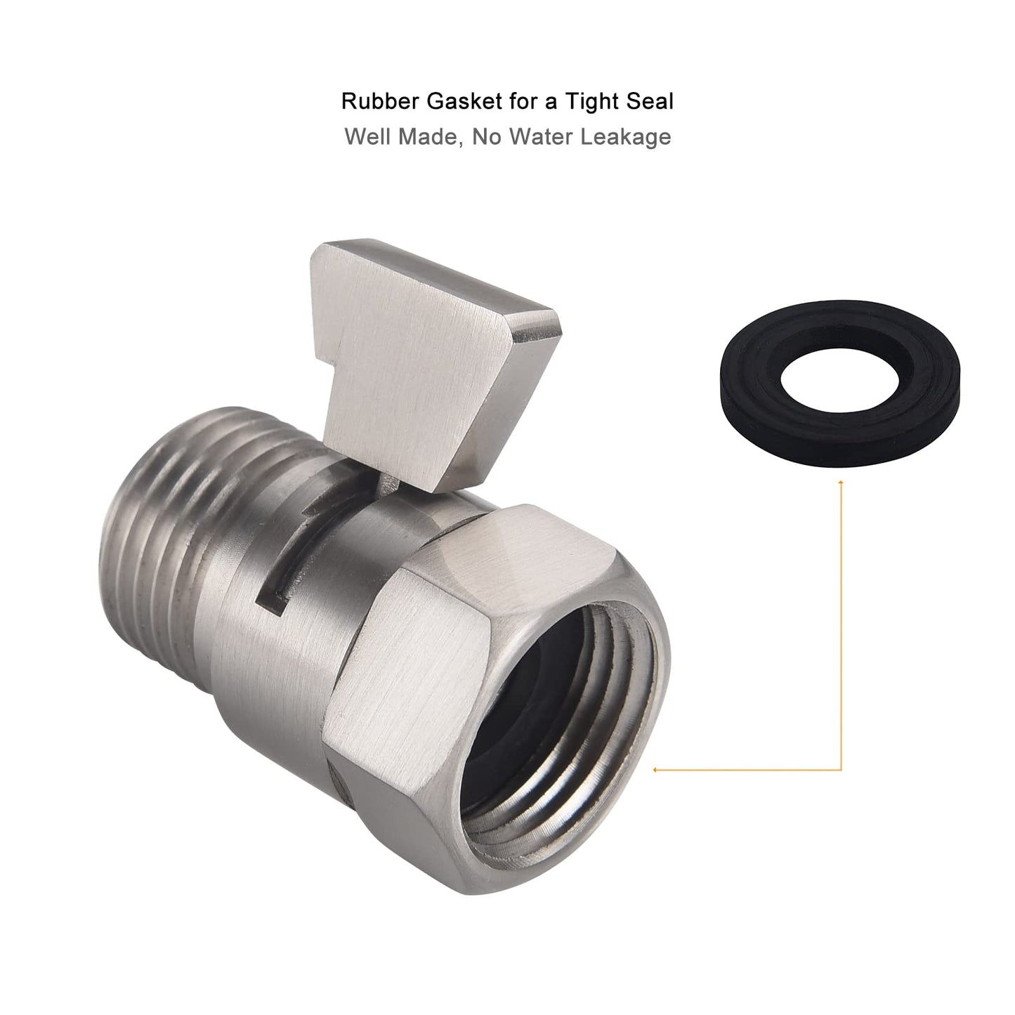 Shower Head Shut Off Valve, Brass G1/2“ Water Flow Control Valve for Shower head and Handheld, Water Pressure Regulator Replacement for Shower System(Brushed Nickel)