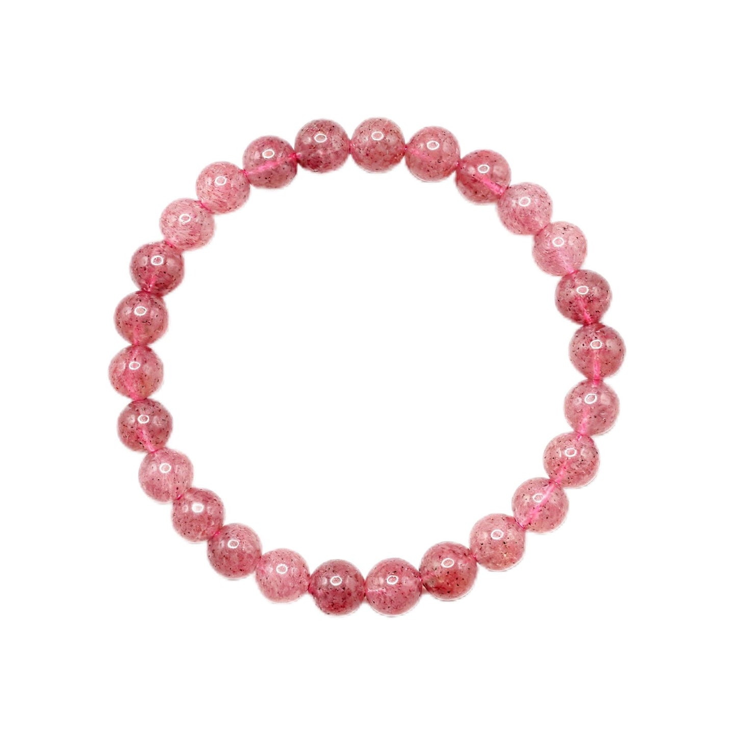 The Vida Handmade AAA+ Quality Crystal Stretch Elastic Bracelet - Nature Gemstone - Jewelry Gift - Holiday Gift - For Women & Men (Strawberry Quartz)