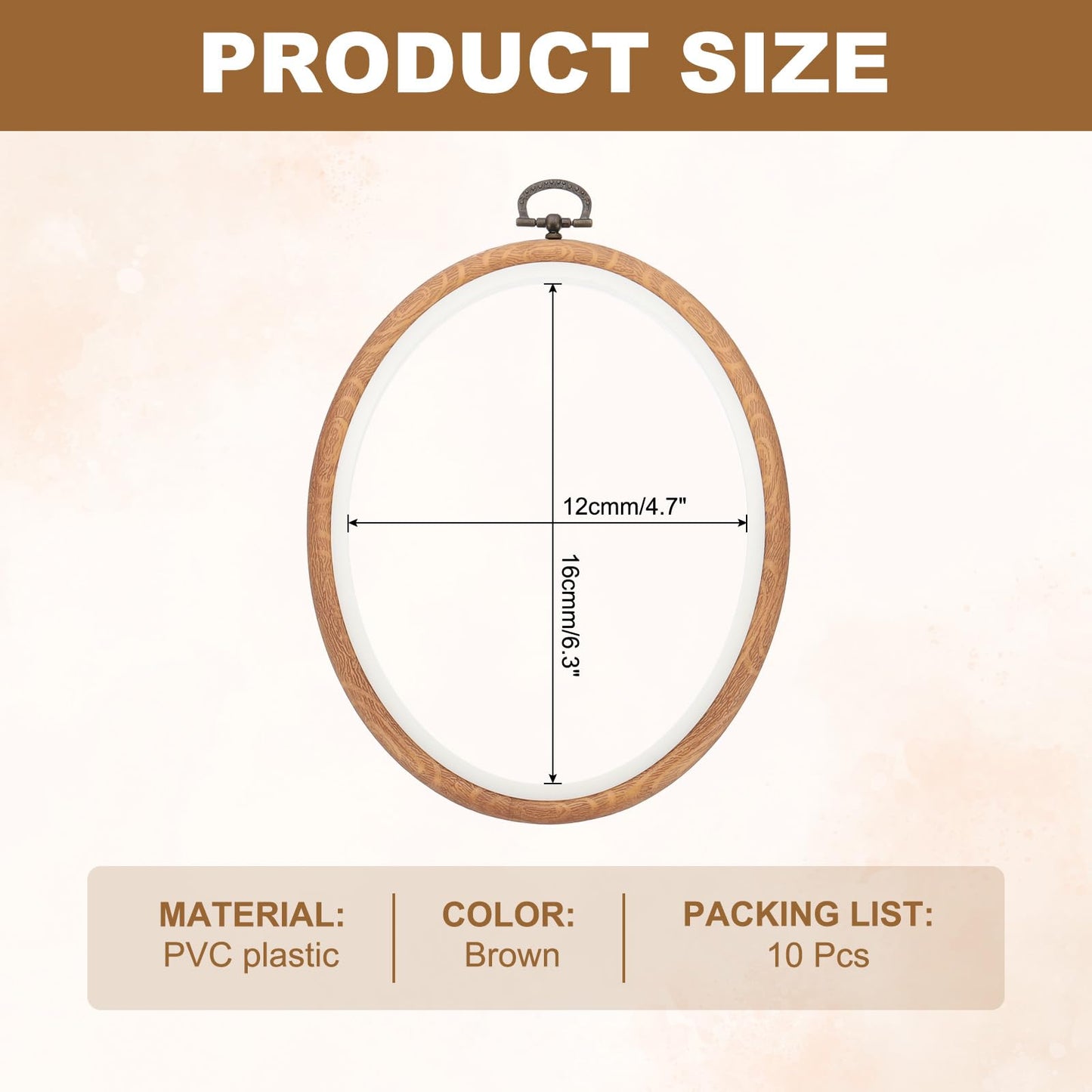 PATIKIL 10 Pieces 6.3"x4.7" Embroidery Hoops Frame Imitated Wood Oval Cross Stitch Hoop Ring for Embroidery Art Craft Handy Sewing Decoration