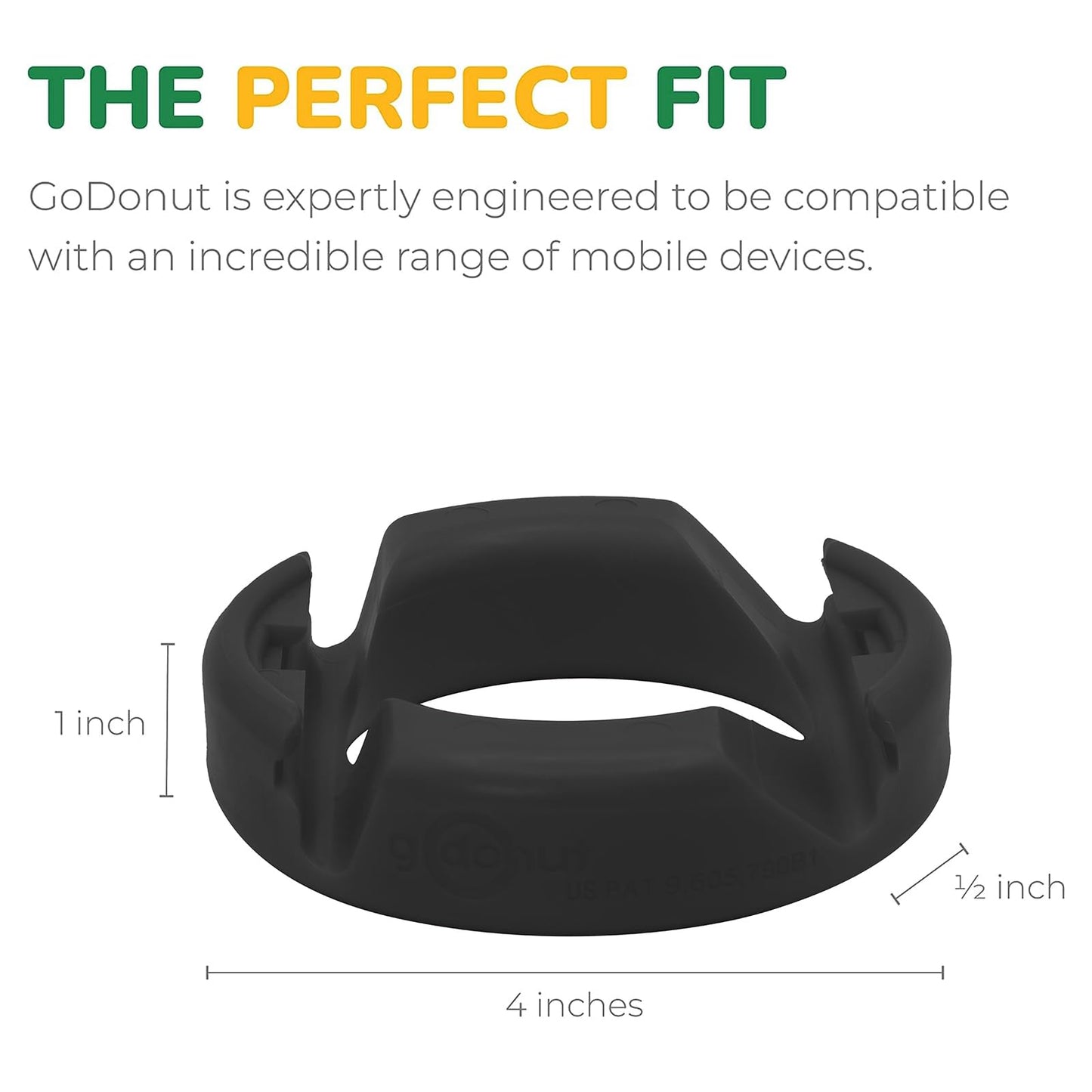 GoDonut Original – Smartphone and Tablet Stand – Compatible with Devices UP to 0.5" Thick Including Protective Cases - for use at Work, at Home, Travel and on-the-go – Black