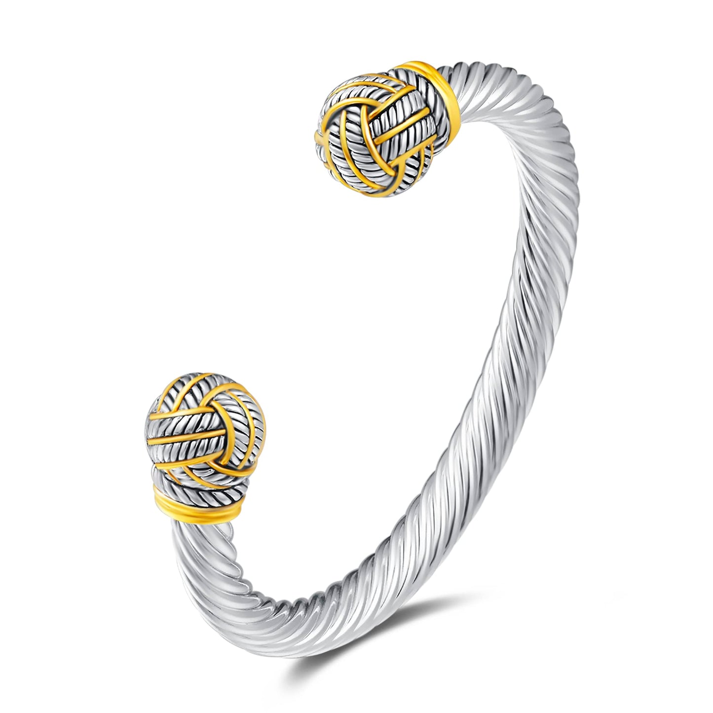 UNY JEWEL Jewelry Make a Statement With Our Two Tone Twisted Cable Wire Ball Weave Cuff Bangle Makes a Thoughtful and Stylish Gift