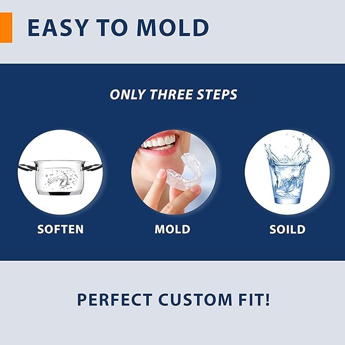 Mouth Guard for Teeth Grinding at Night: Moldable Custom Dental Guard for Sleeping - Nighttime Protection for Teeth Grinding 4 Packs - 12 Cleaning Tablets