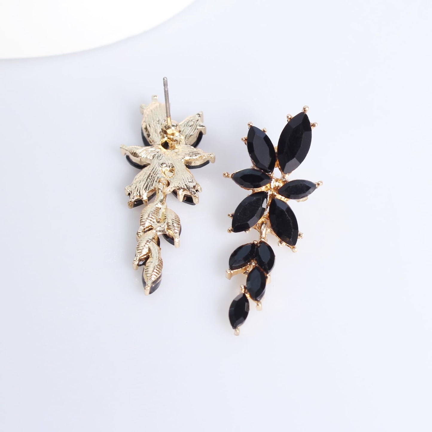 ATIMIGO Elegant Black Rhinestone Dangle Earrings Cluster Crystal Wedding Bridal Earrings for Brides Bridemaids Formal Prom Statement Drop Earrings for Women