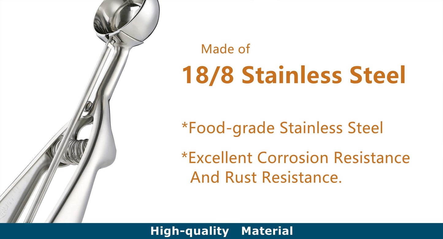 Solula Professional 18/8 Stainless Steel Medium Cookie Scoop, Size 40