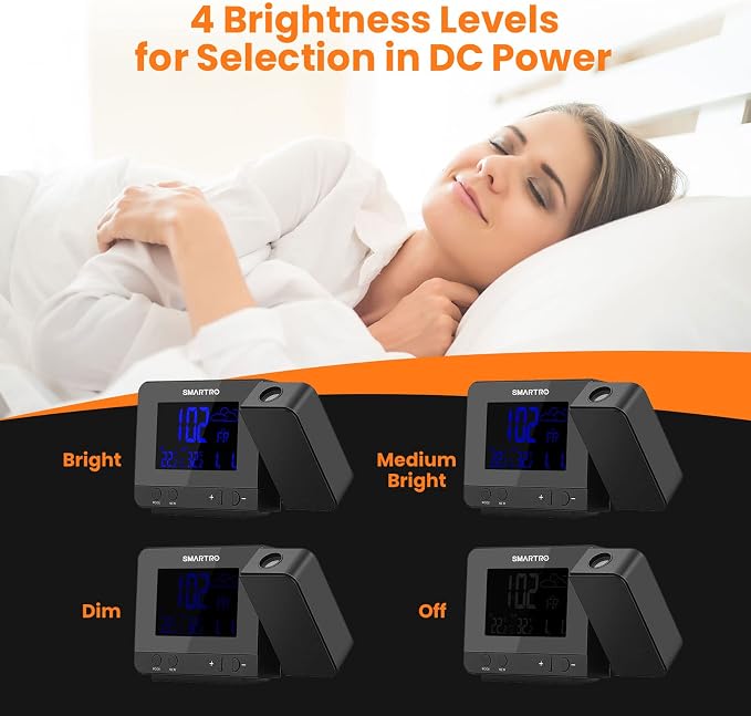 SMARTRO SC31B Digital Projection Alarm Clock with Weather Station