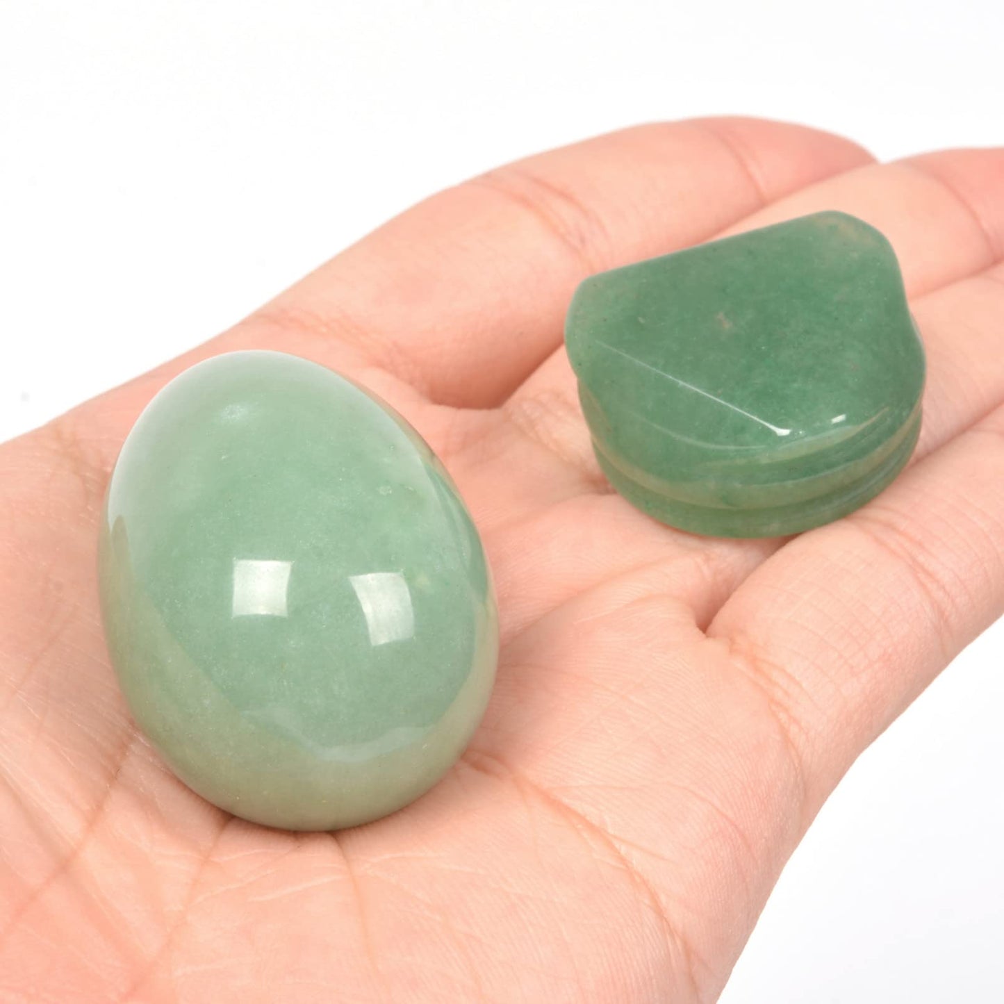 Justinstones Natural Green Aventurine Gemstone Egg Crystal Healing Chakra Meditation Home Office Decor Stone with Stone Stand