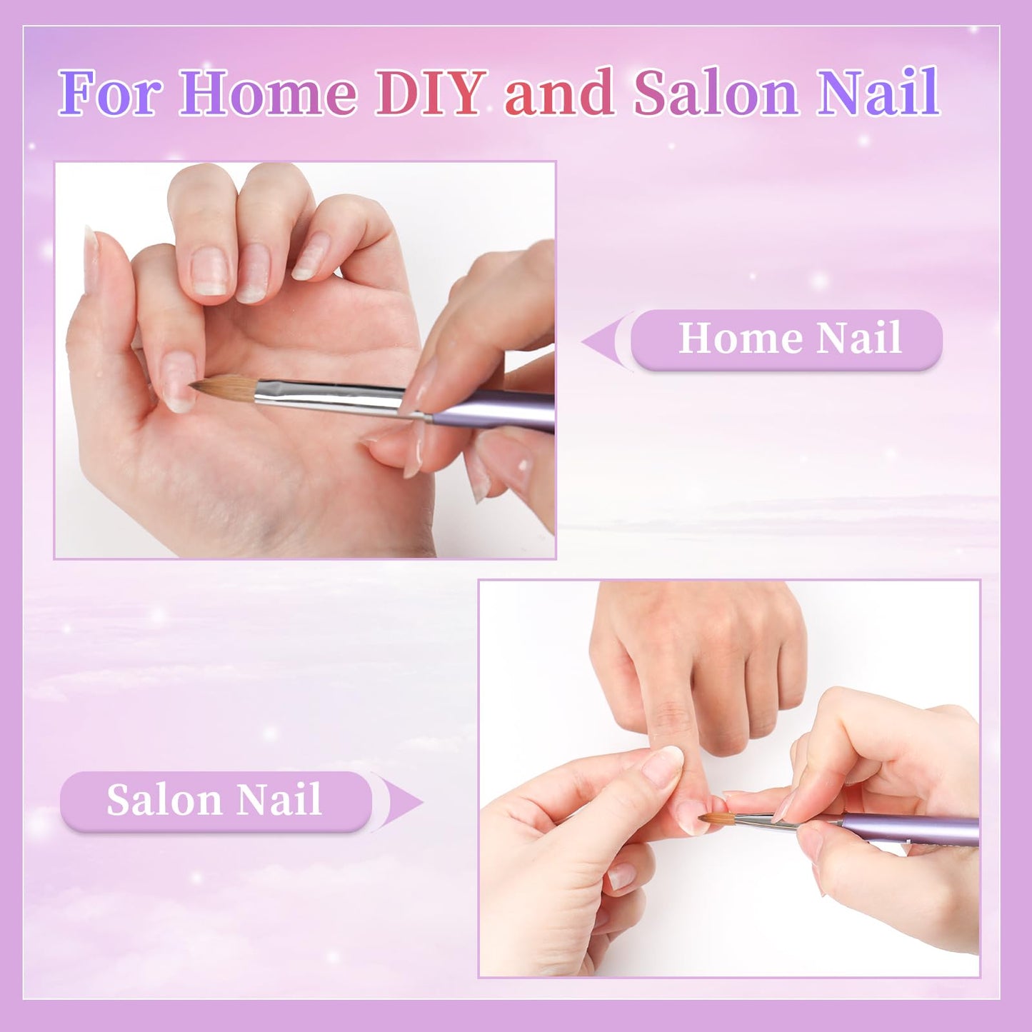 heemeei Acrylic Nail Brush Size 10, 100% Pure Kolinsky Nail Art Brush, Sturdy Handle Acrylic Powder Design Tools for Professional Manicure DIY Home Salon (10#)