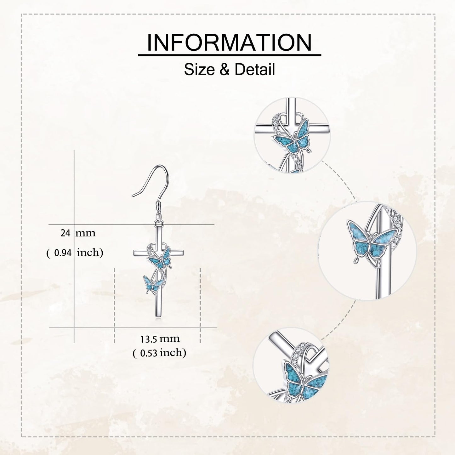 ONEFINITY Butterfly Cross Earrings 925 Sterling Silver Cross Dangle Earrings Butterfly Jewelry Gifts For Women