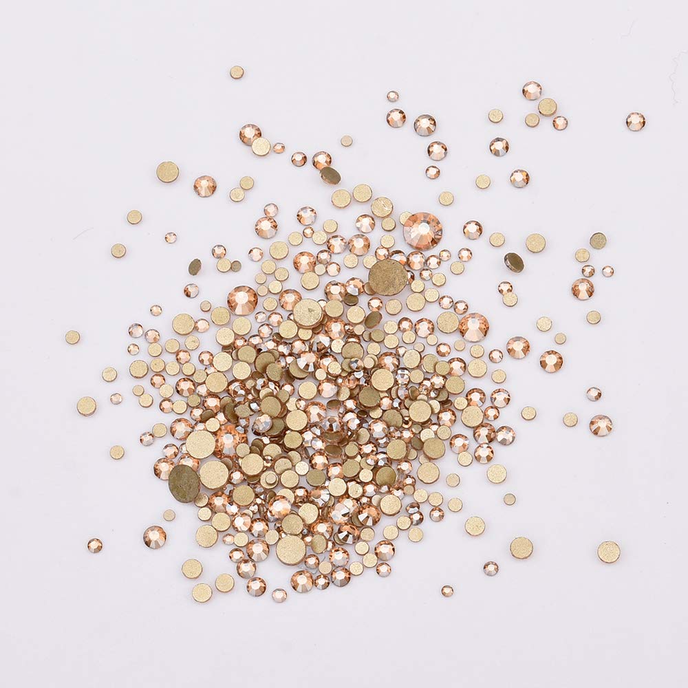 153pcs 3D Nail Diamonds Crystal Golden Shadow Flat Back Gem Stones for Nail Art Decoration + 960pcs Mix Loose Round Rhinestones Set Supply