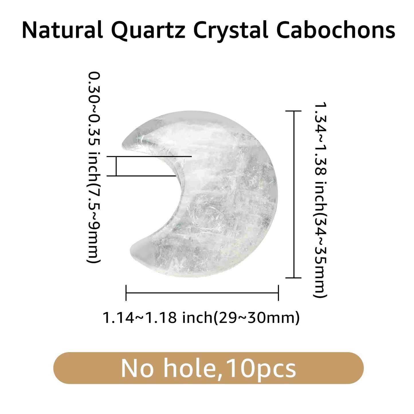 SUPERFINDINGS 10Pcs Natural Crystal Crescent Moon White Quartz Gemstone Healing Crescent New Carved Stones Crystal Worry Stones for Jewelry Making Meditation Balancing Pendant Decor