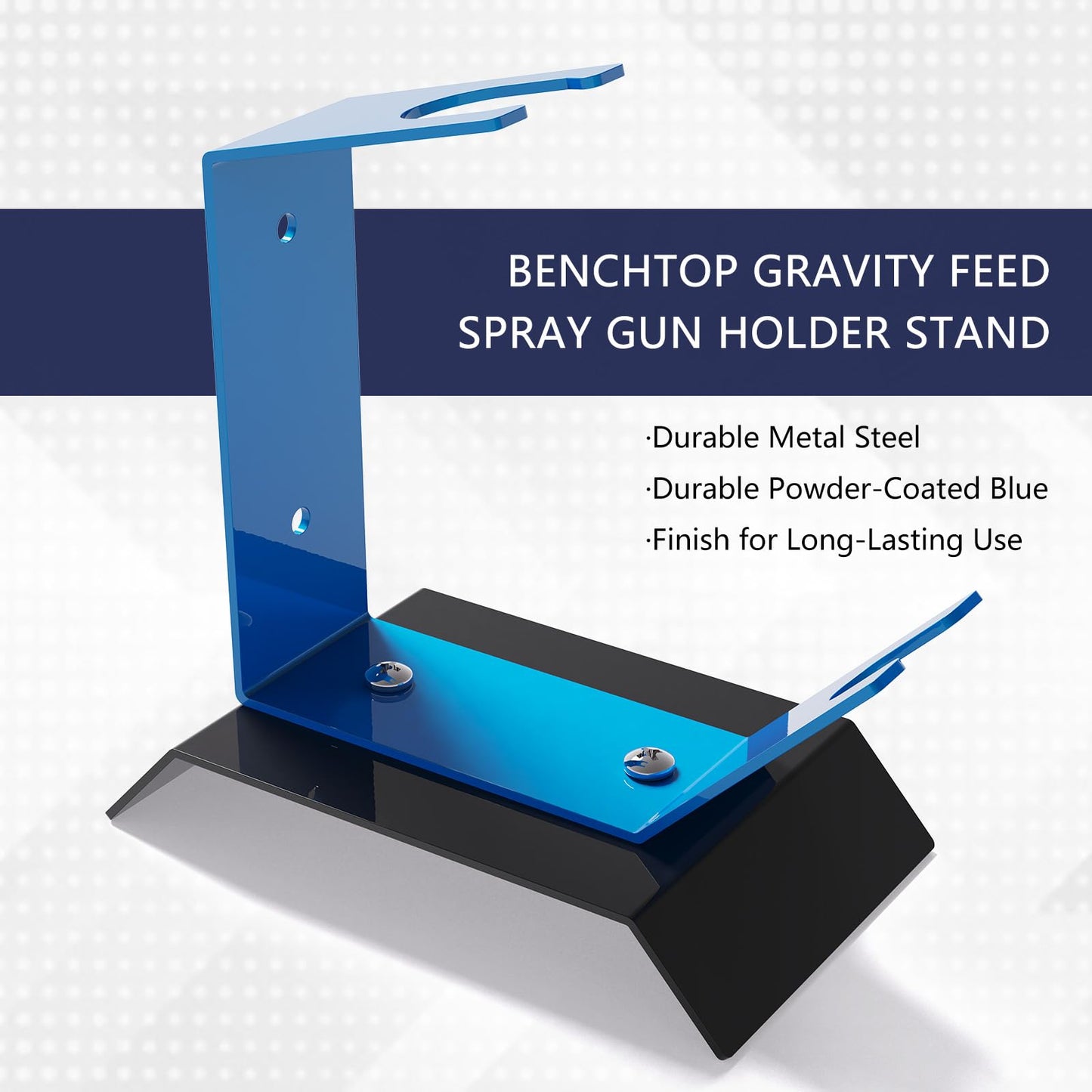 GZQIUYI Paint Gun Holder for Fuji Sprayer, Benchtop Gravity Feed Spray Guns Holder Stand Holds Auto Paint HVLP Guns, Wider Base for More Stability, Table/Bench Top or Wall Mount, Blue